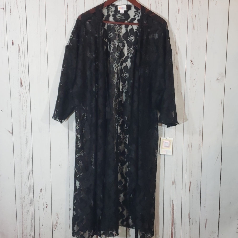 NWT LulaRoe Shirley Black Lace duster Size Large